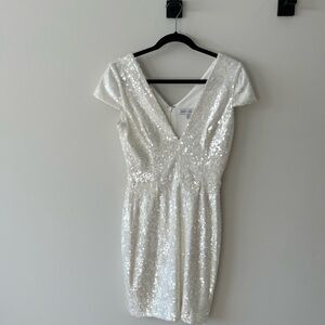 Dress the Population White Sequin Mini Dress
